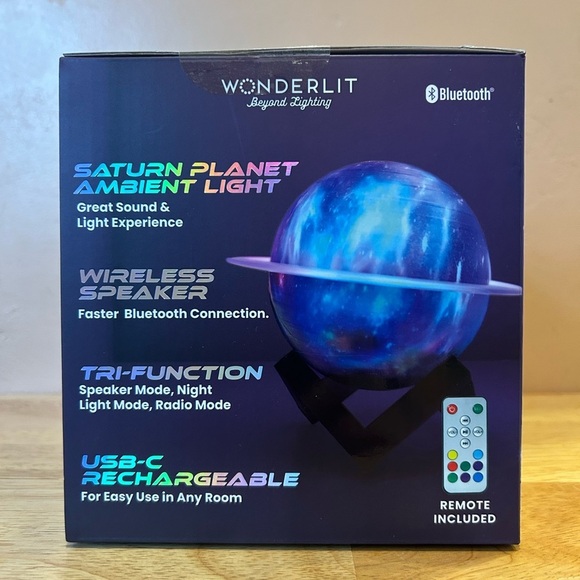 WONDERLIT Beyond Lighting SATURN LED Lamp & Speaker with Bluetooth. New In Box. - Picture 3 of 7